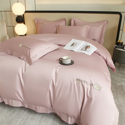 曼秀琳家纺 2025新款50s双股长绒棉刺绣款四件套（静雅系列） 静雅-岚紫