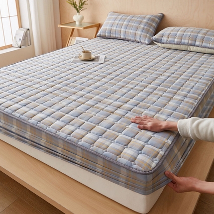 91家纺网 家纺一手货源 找家纺 （总）暖季家纺 2025新款水洗棉夹棉床笠无印风棉花款