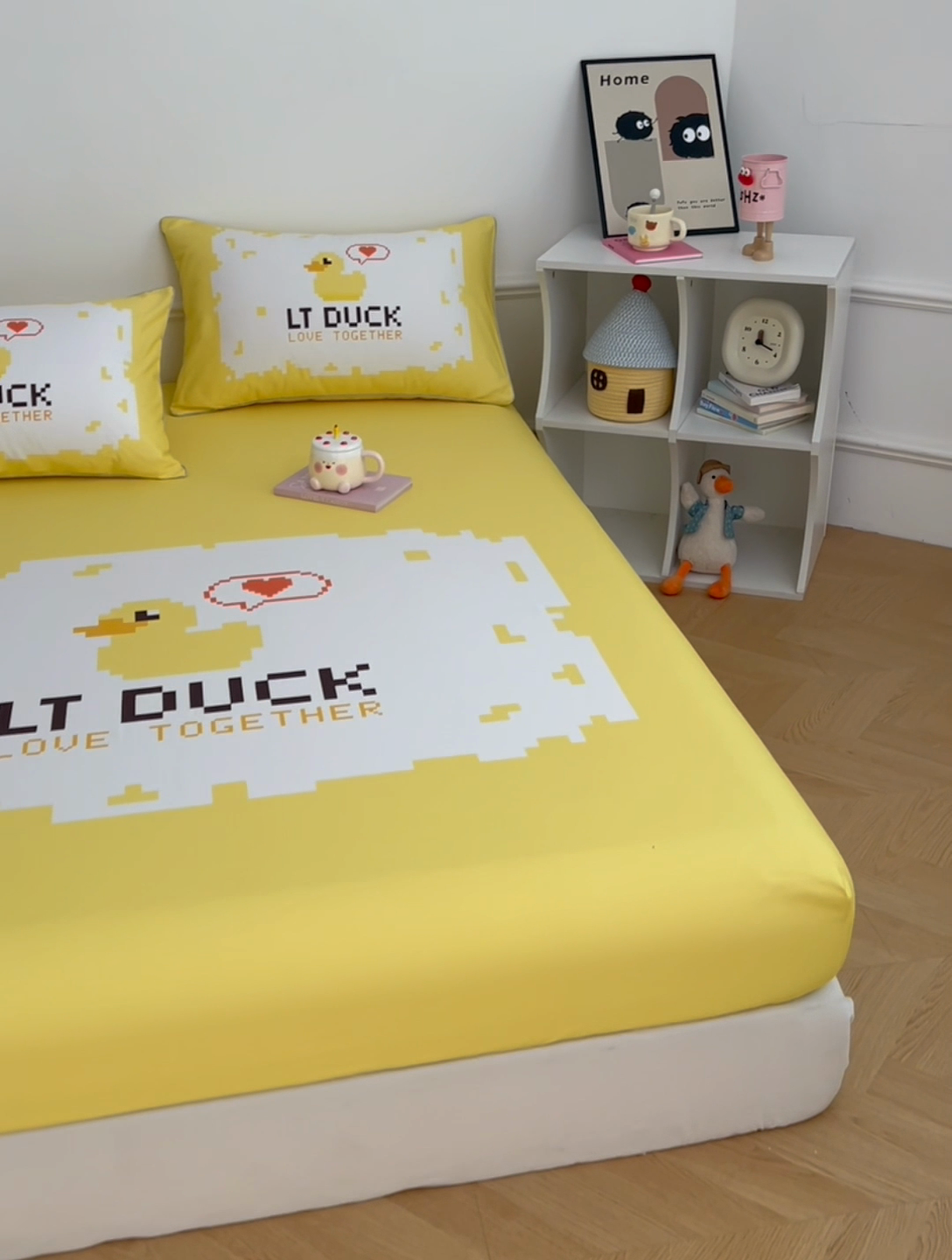 91家纺网 家纺一手货源 找家纺 梦舒羽 2025新款正版全棉床笠卡通床笠罩全包席梦思床垫保护罩 电玩鸭