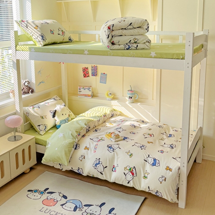 91家纺网 家纺一手货源 找家纺 （总）贝扬思家纺 2025新款水洗棉三丽鸥简约系列四件套-宿舍床