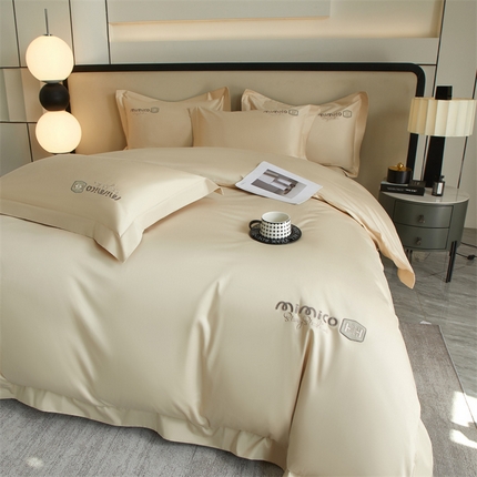 91家纺网 家纺一手货源 找家纺 （总）曼秀琳家纺 2025新款50s双股长绒棉刺绣款四件套（静雅系列）