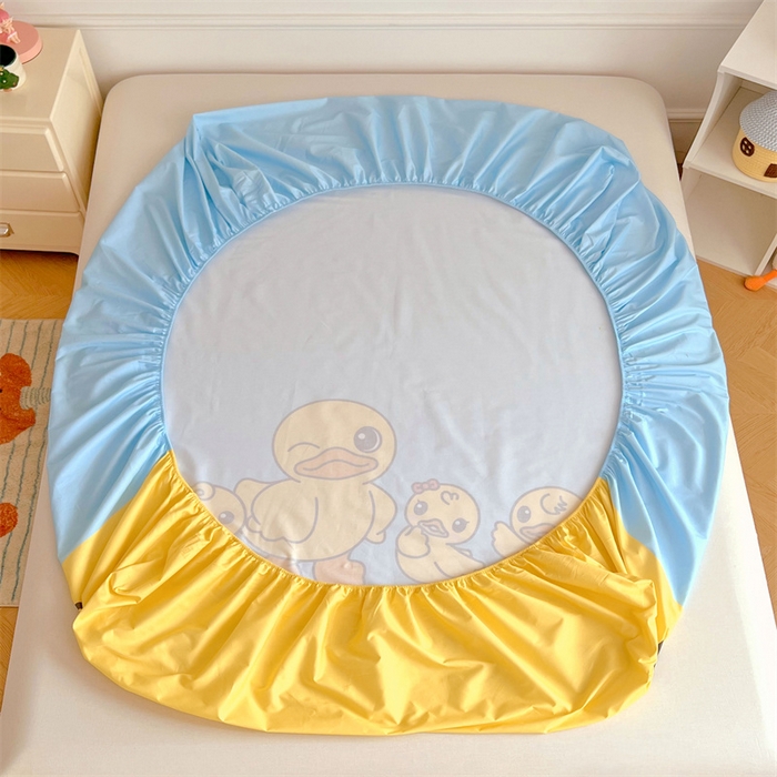 91家纺网 家纺一手货源 找家纺 梦舒羽 2025新款正版全棉床笠卡通床笠罩全包席梦思床垫保护罩 调皮鸭