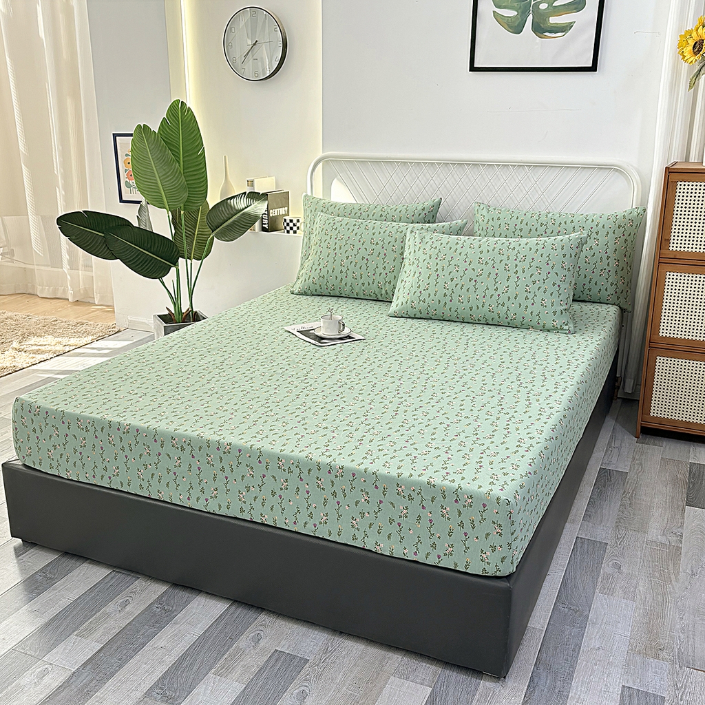 91家纺网 家纺一手货源 找家纺 伊而梦蚊帐 2025新款原棉老粗布床笠 绿满园