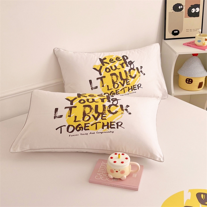 91家纺网 家纺一手货源 找家纺 梦舒羽 2025新款正版全棉床笠卡通床笠罩全包席梦思床垫保护罩 字母鸭