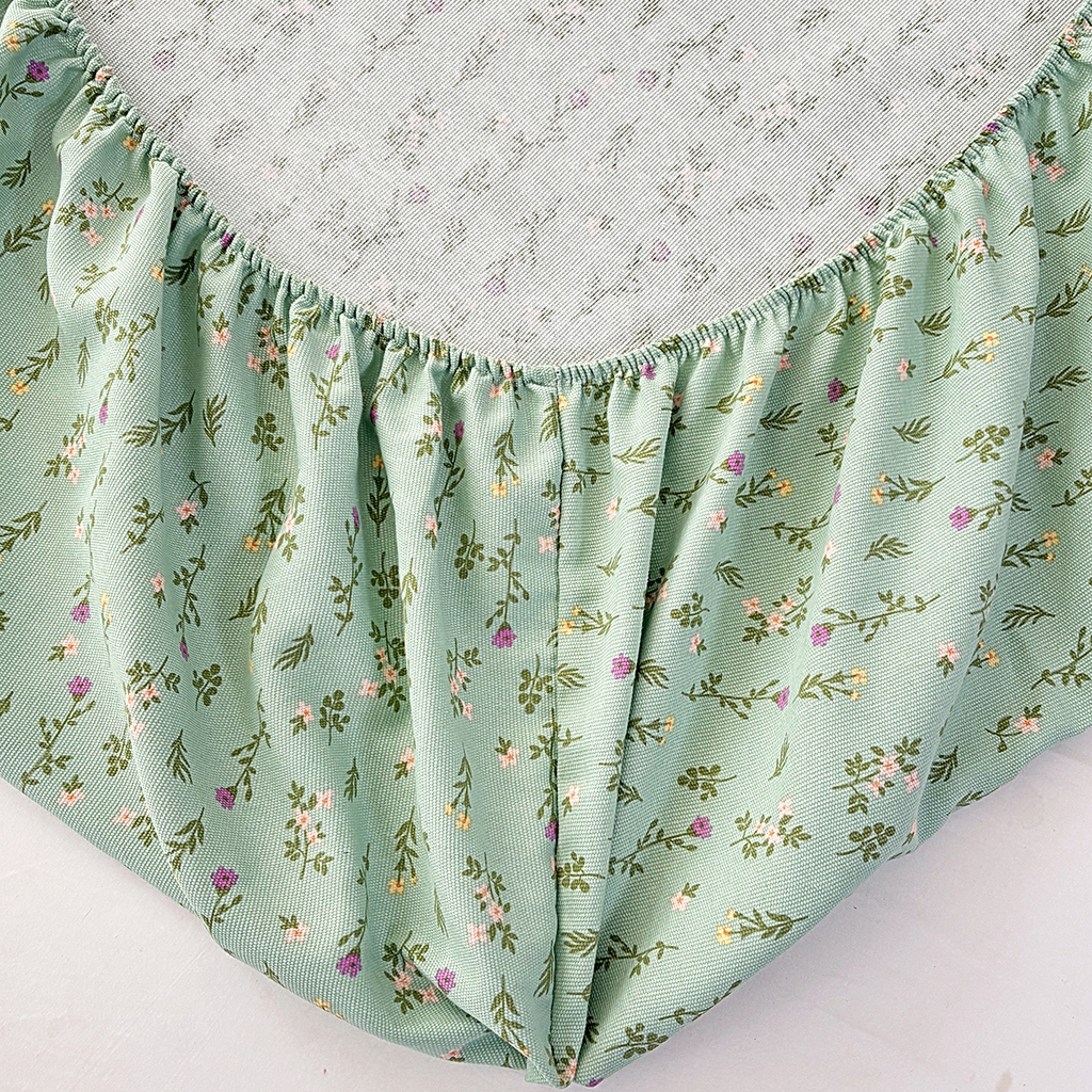 91家纺网 家纺一手货源 找家纺 伊而梦蚊帐 2025新款原棉老粗布床笠 绿满园