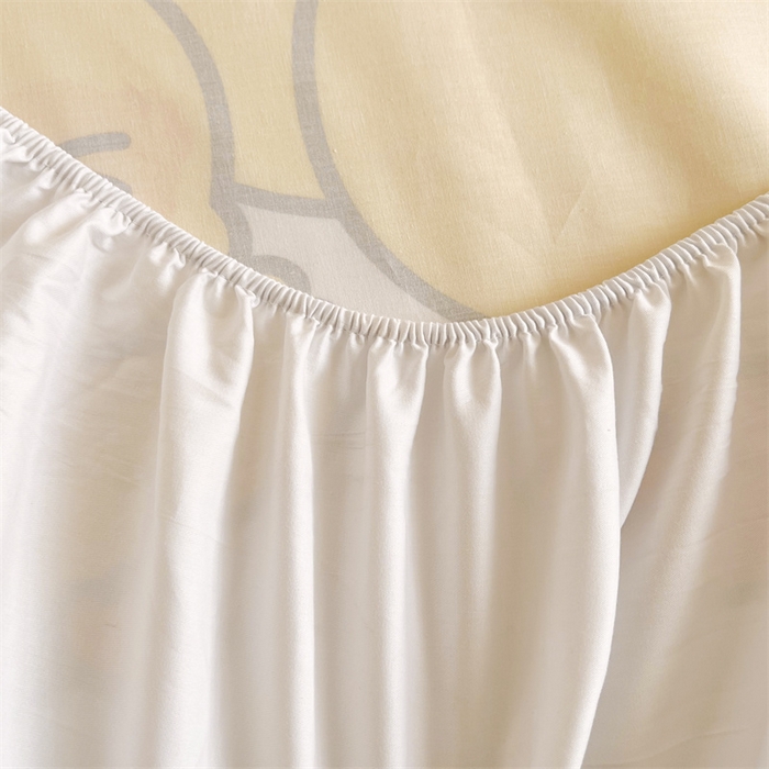 91家纺网 家纺一手货源 找家纺 梦舒羽 2025新款正版全棉床笠卡通床笠罩全包席梦思床垫保护罩 萌鸭一族-白