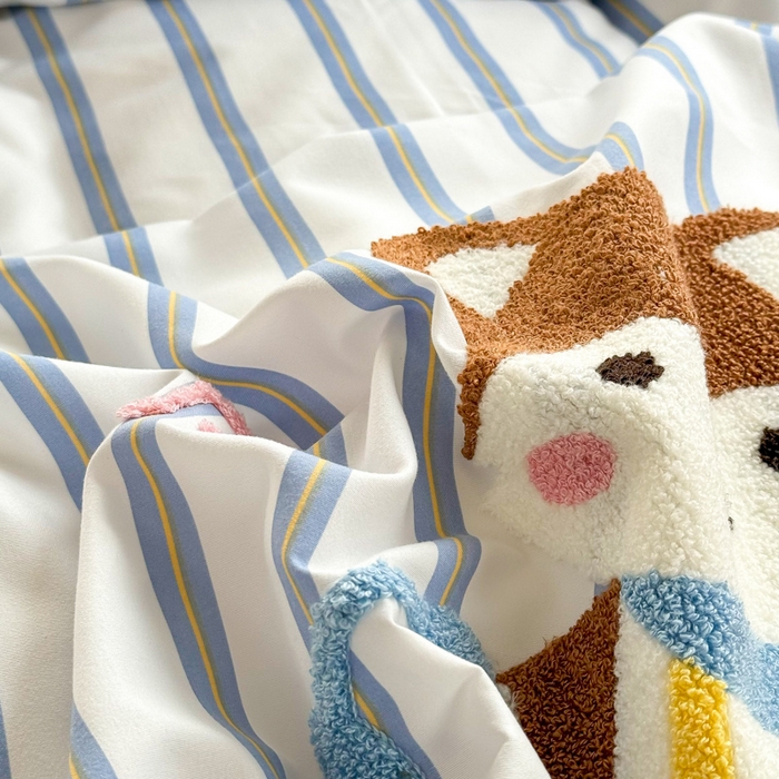 91家纺网 家纺一手货源 找家纺 上尚居 2025新款云朵棉卡通毛巾绣四件套 小狐狸