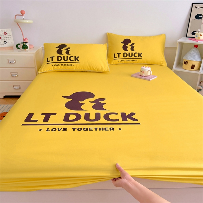 91家纺网 家纺一手货源 找家纺 梦舒羽 2025新款正版全棉床笠卡通床笠罩全包席梦思床垫保护罩 影帝鸭