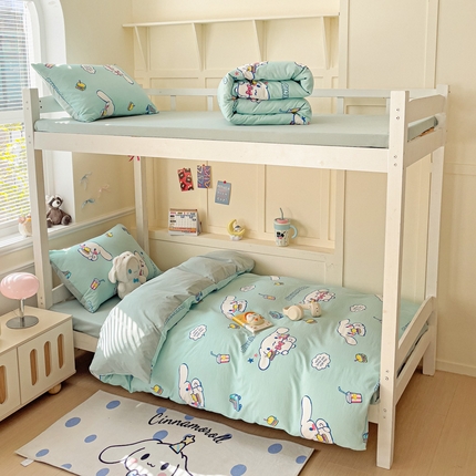 91家纺网 家纺一手货源 找家纺 （总）贝扬思家纺 2025新款水洗棉三丽鸥简约系列四件套-宿舍床