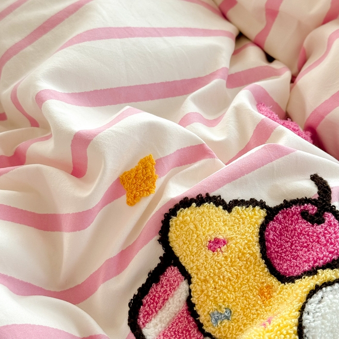 91家纺网 家纺一手货源 找家纺 上尚居 2025新款云朵棉卡通毛巾绣四件套 蛋糕KT