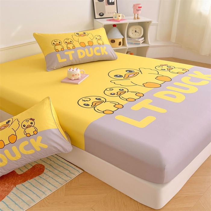 91家纺网 家纺一手货源 找家纺 梦舒羽 2025新款正版全棉床笠卡通床笠罩全包席梦思床垫保护罩 乖巧鸭