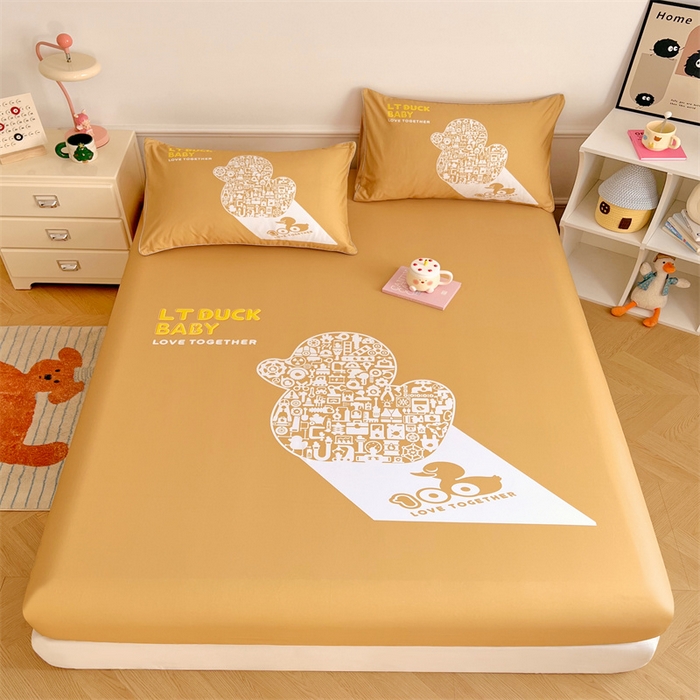 91家纺网 家纺一手货源 找家纺 梦舒羽 2025新款正版全棉床笠卡通床笠罩全包席梦思床垫保护罩 工程鸭