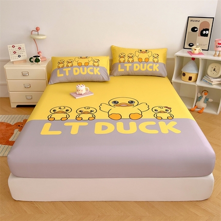 91家纺网 家纺一手货源 找家纺 圣比熊 正版授权控价55元起 全棉床笠卡通床笠罩全包席梦思床垫保护罩 乖巧鸭