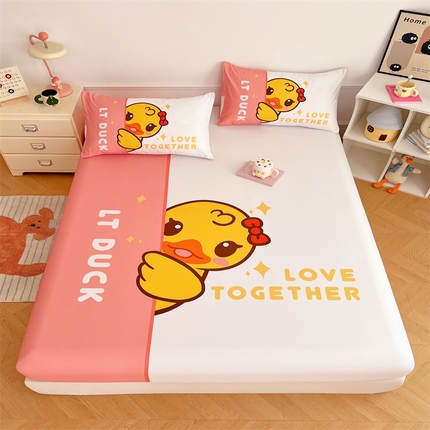 梦舒羽 2025新款正版全棉床笠卡通床笠罩全包席梦思床垫保护罩 羞涩鸭
