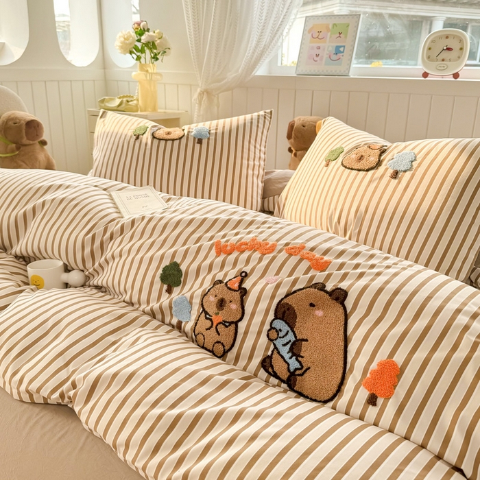 91家纺网 家纺一手货源 找家纺 上尚居 2025新款云朵棉卡通毛巾绣四件套 可爱巴拉