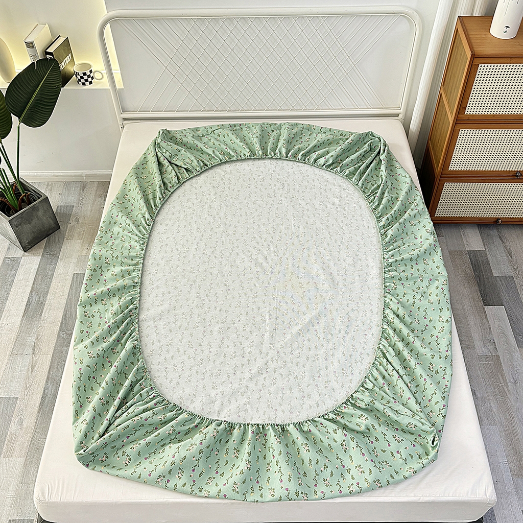 91家纺网 家纺一手货源 找家纺 伊而梦蚊帐 2025新款原棉老粗布床笠 绿满园