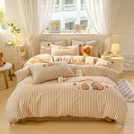 91家纺网 家纺一手货源 找家纺 （总）上尚居 2025新款云朵棉卡通毛巾绣四件套