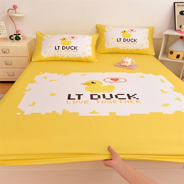 91家纺网 家纺一手货源 找家纺 梦舒羽 2025新款正版全棉床笠卡通床笠罩全包席梦思床垫保护罩 电玩鸭