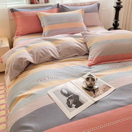 91家纺网 家纺一手货源 找家纺 （优质买家秀 热卖不断货）A类母婴级纯棉全棉磨毛被套三件套全棉纯棉磨毛被套三件套纯棉全棉磨毛被套 简约粉条