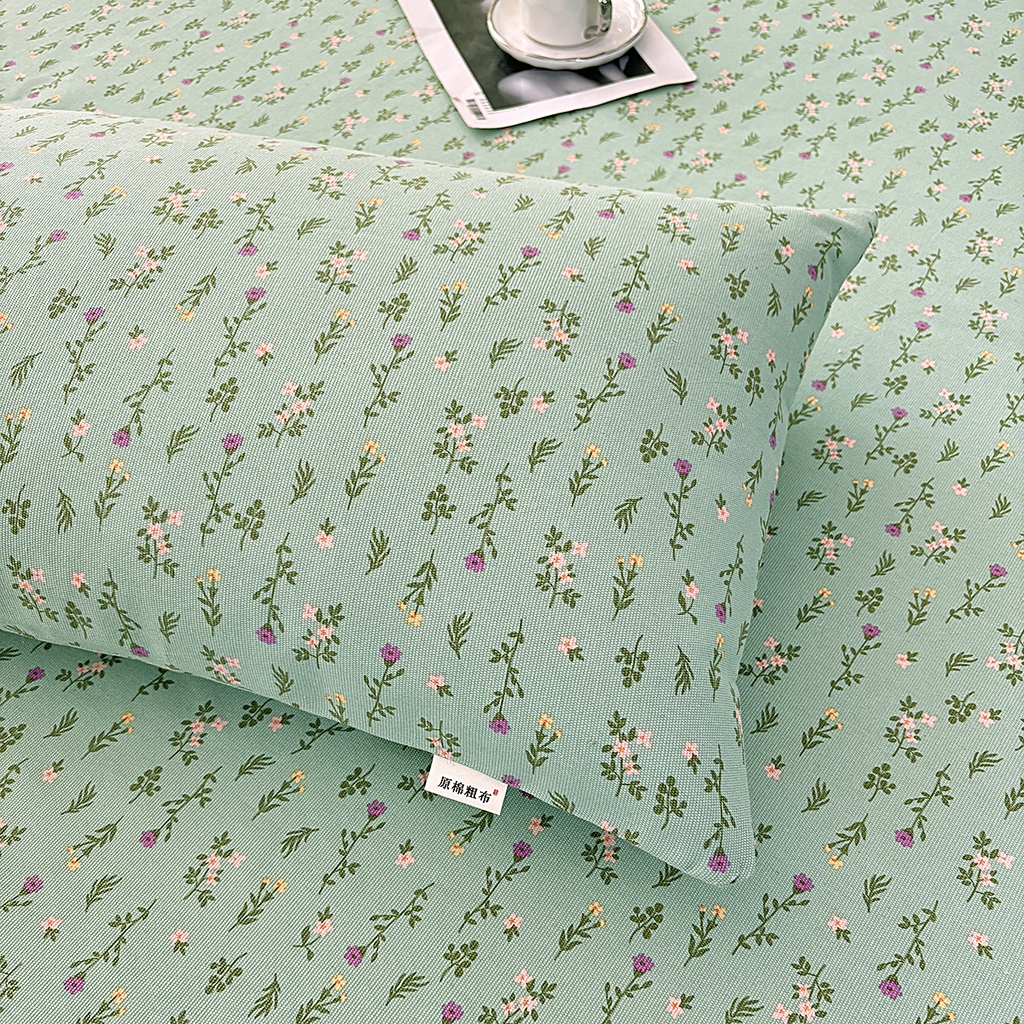 91家纺网 家纺一手货源 找家纺 伊而梦蚊帐 2025新款原棉老粗布床笠 绿满园