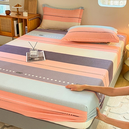 91家纺网 家纺一手货源 找家纺 （优质买家秀热卖款不断货）A类母婴级纯棉全棉磨毛床单纯棉全棉磨毛床笠全棉纯棉磨毛床单全棉纯棉磨毛床笠 条纹星星-粉