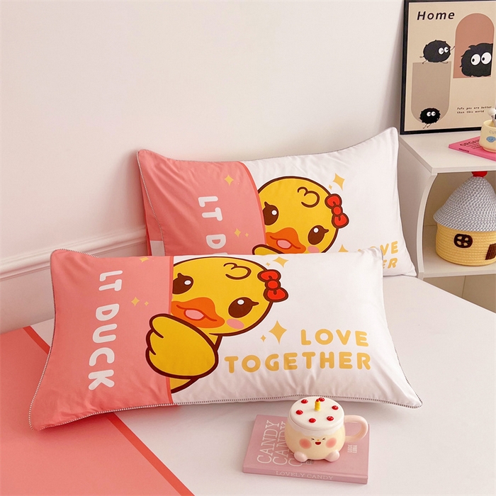 91家纺网 家纺一手货源 找家纺 梦舒羽 2025新款正版全棉床笠卡通床笠罩全包席梦思床垫保护罩 羞涩鸭