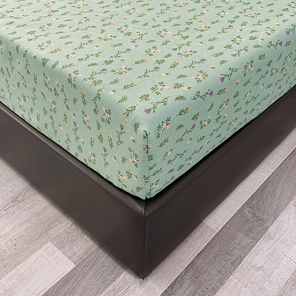 91家纺网 家纺一手货源 找家纺 伊而梦蚊帐 2025新款原棉老粗布床笠 绿满园