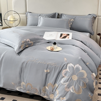 91家纺网 家纺一手货源 找家纺 （总）金牛座家纺 2025新款重工刺绣亲肤棉四件套-赫本系列