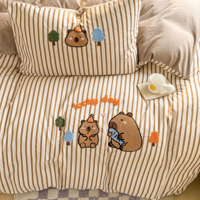 91家纺网 家纺一手货源 找家纺 上尚居 2025新款云朵棉卡通毛巾绣四件套 可爱巴拉