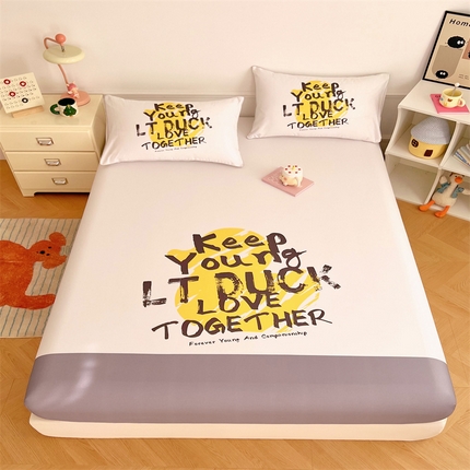 梦舒羽 2025新款正版全棉床笠卡通床笠罩全包席梦思床垫保护罩 字母鸭