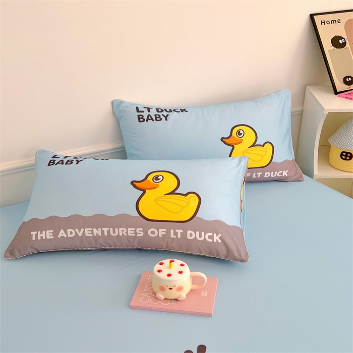 91家纺网 家纺一手货源 找家纺 梦舒羽 2025新款正版全棉床笠卡通床笠罩全包席梦思床垫保护罩 漂流鸭