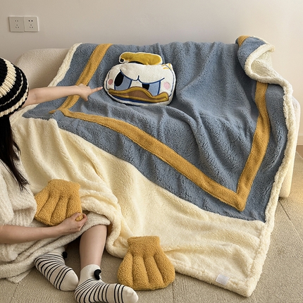 91家纺网 家纺一手货源 找家纺 （买家秀不断货）A类母婴级迪士尼毛毯子牛奶绒毛毯牛奶绒毯子珊瑚绒毛毯子沙发毯子盖毯雪花绒毛毯午睡毯子 贴布绣--唐老鸭