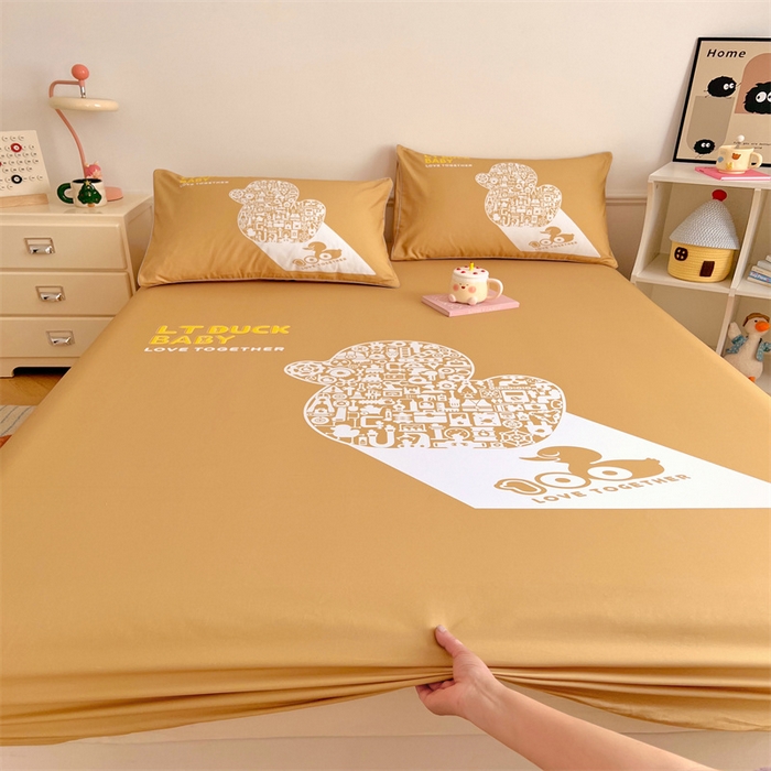 91家纺网 家纺一手货源 找家纺 梦舒羽 2025新款正版全棉床笠卡通床笠罩全包席梦思床垫保护罩 工程鸭