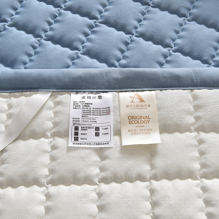 91家纺网 家纺一手货源 找家纺 艾兜坊  2025新款A类原棉床褥垫 莫兰迪-普鲁士蓝