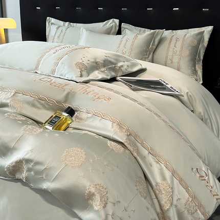 91家纺网 家纺一手货源 找家纺 （总）金牛座家纺 2025新款金丝提花亲肤棉刺绣拼接四件套