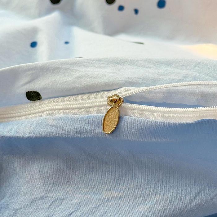 91家纺网 家纺一手货源 找家纺 上尚居 2025新款云朵棉卡通毛巾绣四件套 波点猫-蓝