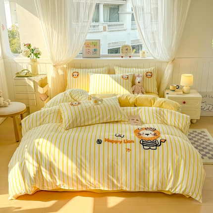 91家纺网 家纺一手货源 找家纺 （总）上尚居 2025新款云朵棉卡通毛巾绣四件套