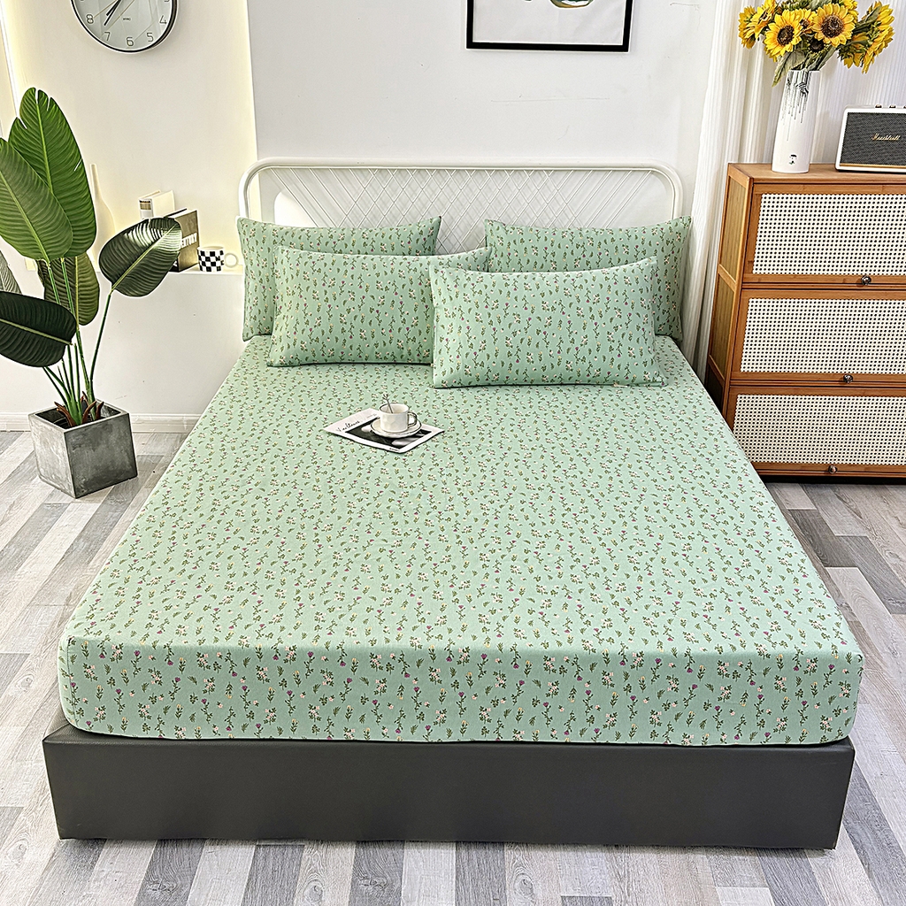 91家纺网 家纺一手货源 找家纺 伊而梦蚊帐 2025新款原棉老粗布床笠 绿满园