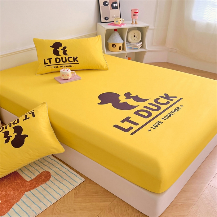 91家纺网 家纺一手货源 找家纺 梦舒羽 2025新款正版全棉床笠卡通床笠罩全包席梦思床垫保护罩 影帝鸭