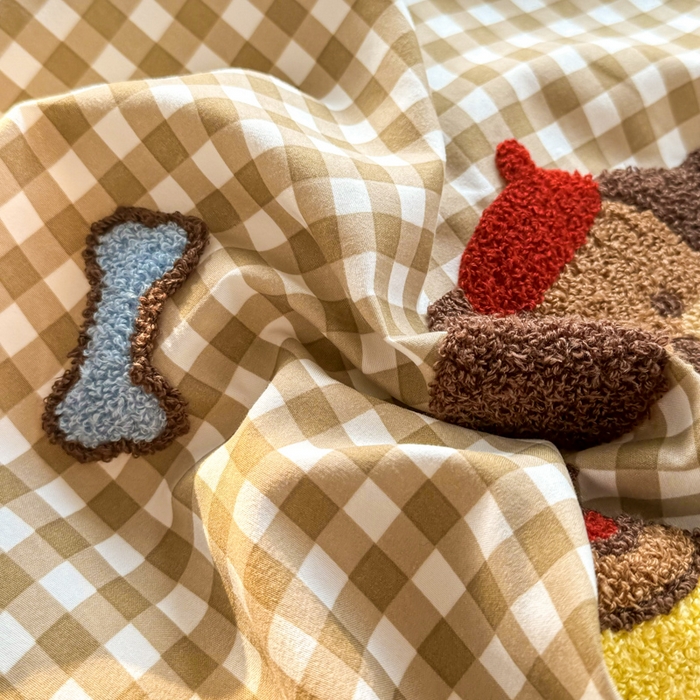 91家纺网 家纺一手货源 找家纺 上尚居 2025新款云朵棉卡通毛巾绣四件套 腊肠小狗