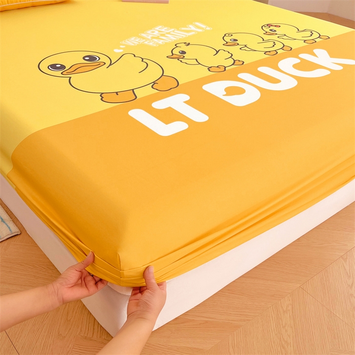 91家纺网 家纺一手货源 找家纺 梦舒羽 2025新款正版全棉床笠卡通床笠罩全包席梦思床垫保护罩 旅行鸭