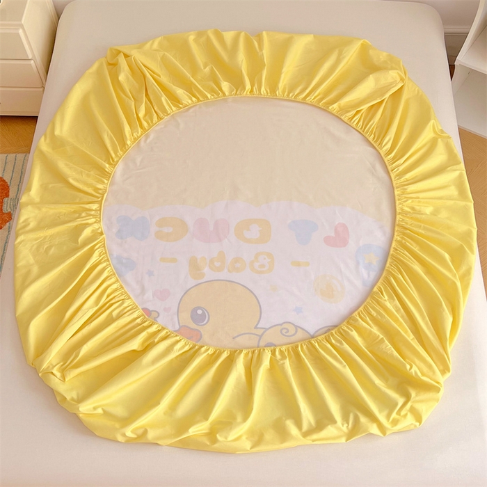 91家纺网 家纺一手货源 找家纺 梦舒羽 2025新款正版全棉床笠卡通床笠罩全包席梦思床垫保护罩 萌鸭派对