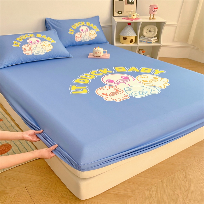 91家纺网 家纺一手货源 找家纺 梦舒羽 2025新款正版全棉床笠卡通床笠罩全包席梦思床垫保护罩 五彩缤纷