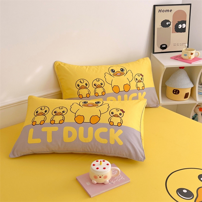 91家纺网 家纺一手货源 找家纺 梦舒羽 2025新款正版全棉床笠卡通床笠罩全包席梦思床垫保护罩 乖巧鸭