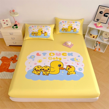 梦舒羽 2025新款正版全棉床笠卡通床笠罩全包席梦思床垫保护罩 萌鸭派对