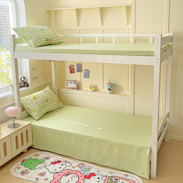 91家纺网 家纺一手货源 找家纺 贝扬思家纺 2025新款水洗棉三丽鸥简约系列四件套-宿舍床 甜甜圈大眼青蛙