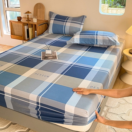 91家纺网 家纺一手货源 找家纺 （优质买家秀热卖款不断货）A类母婴级纯棉全棉磨毛床单纯棉全棉磨毛床笠全棉纯棉磨毛床单全棉纯棉磨毛床笠 蓝格子