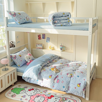 91家纺网 家纺一手货源 找家纺 （总）贝扬思家纺 2025新款水洗棉三丽鸥简约系列四件套-宿舍床