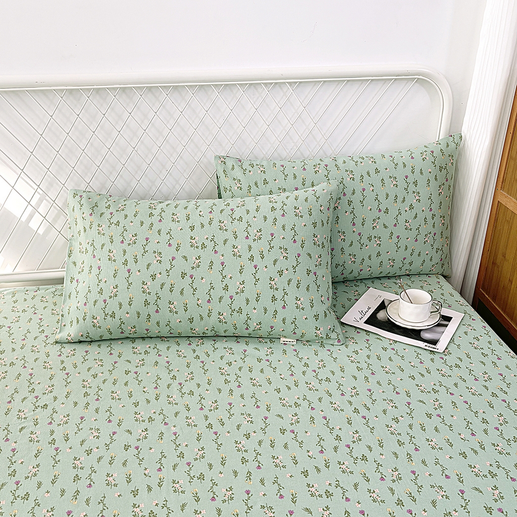 91家纺网 家纺一手货源 找家纺 伊而梦蚊帐 2025新款原棉老粗布床笠 绿满园