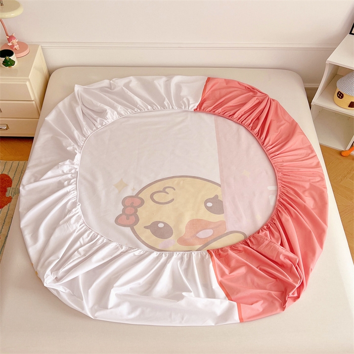 91家纺网 家纺一手货源 找家纺 梦舒羽 2025新款正版全棉床笠卡通床笠罩全包席梦思床垫保护罩 羞涩鸭